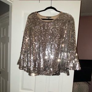 Sparkly bell sleeve top! Brand new!